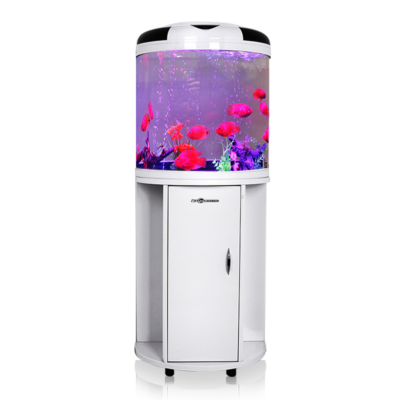 半圆柱形鱼缸水族箱客厅自循环生态创意玻璃小型家用落地带柜高清大图