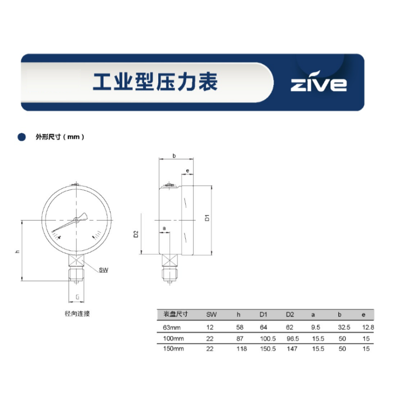 ZIVE 工业压力表ZIVE-1306459高清大图
