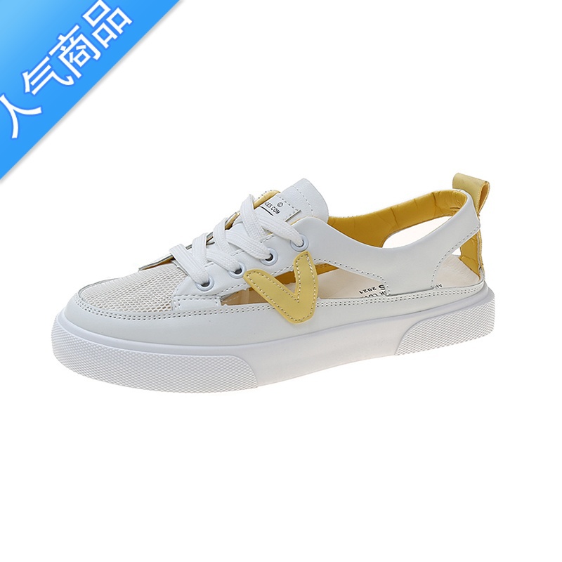 SUNTEK包头凉鞋女2023年夏季新款平底网红超火学生镂空透气小白火高清大图