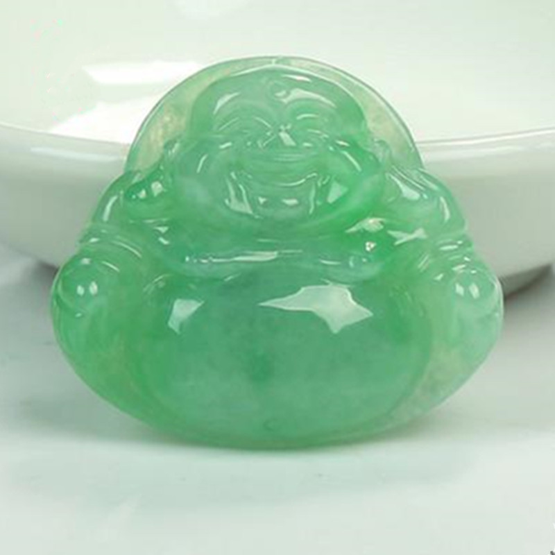 翡翠笑佛造型坠时尚男款女款项链锁骨链手饰品 带证书送女朋友七夕情人节礼物