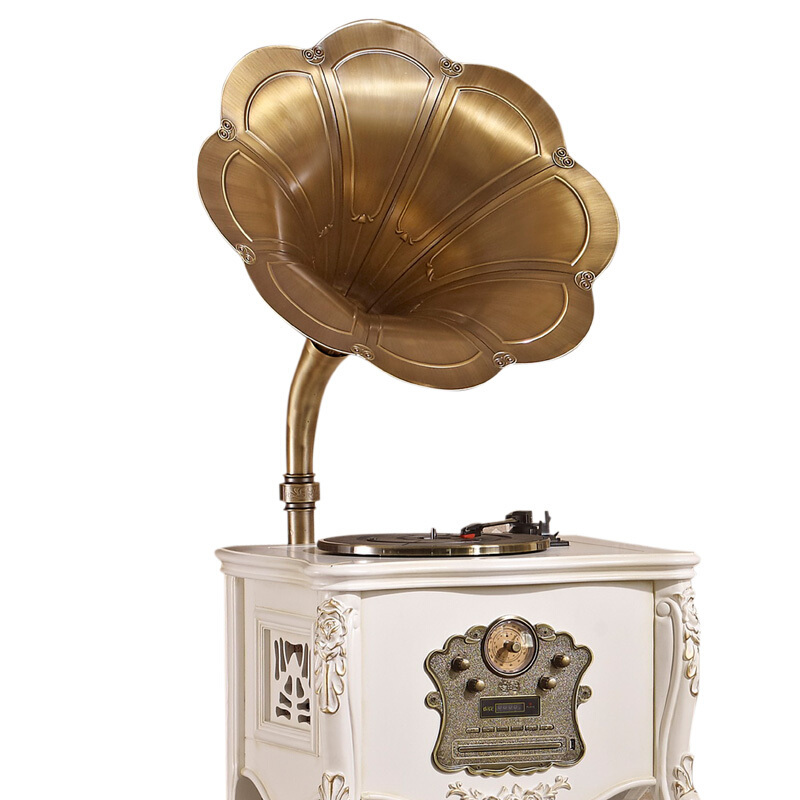 欧蒂诺 ODN-21F 实木复古留声机 仿古黑胶唱片机 蓝牙DVD/USB/MP3播放机音响 白色
