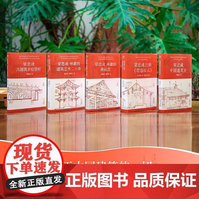 赠帆布包]梁思成建筑大系盒装全5册 含林徽因建筑作品梁思成中国建筑史注释营造法式古建筑手绘赏析建筑艺术二十讲讲故宫书籍高清大图