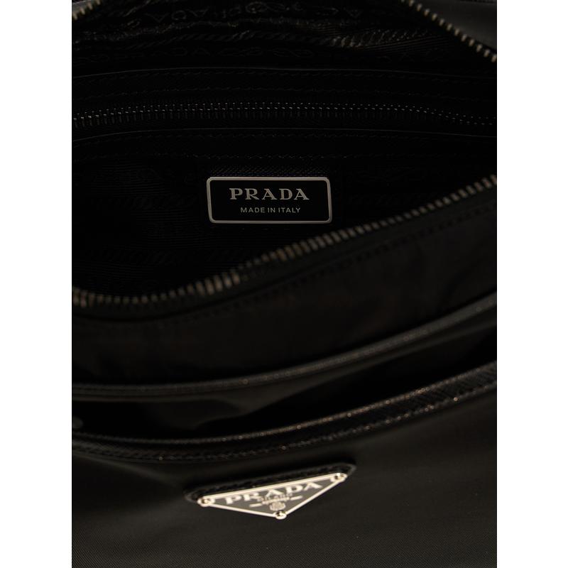 普拉达(PRADA)多功能织物皮革拼接连帽单肩包商务休闲通勤旅行实高清大图