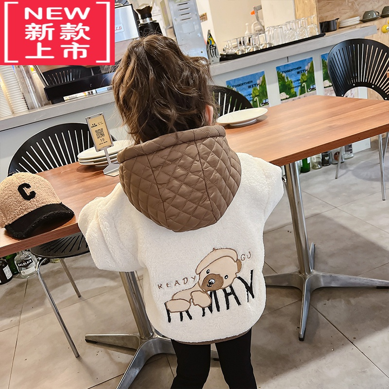 可莉允女童外套2022新款冬季羊羔毛女宝宝棉服加厚棉袄洋气儿童冬装棉衣
