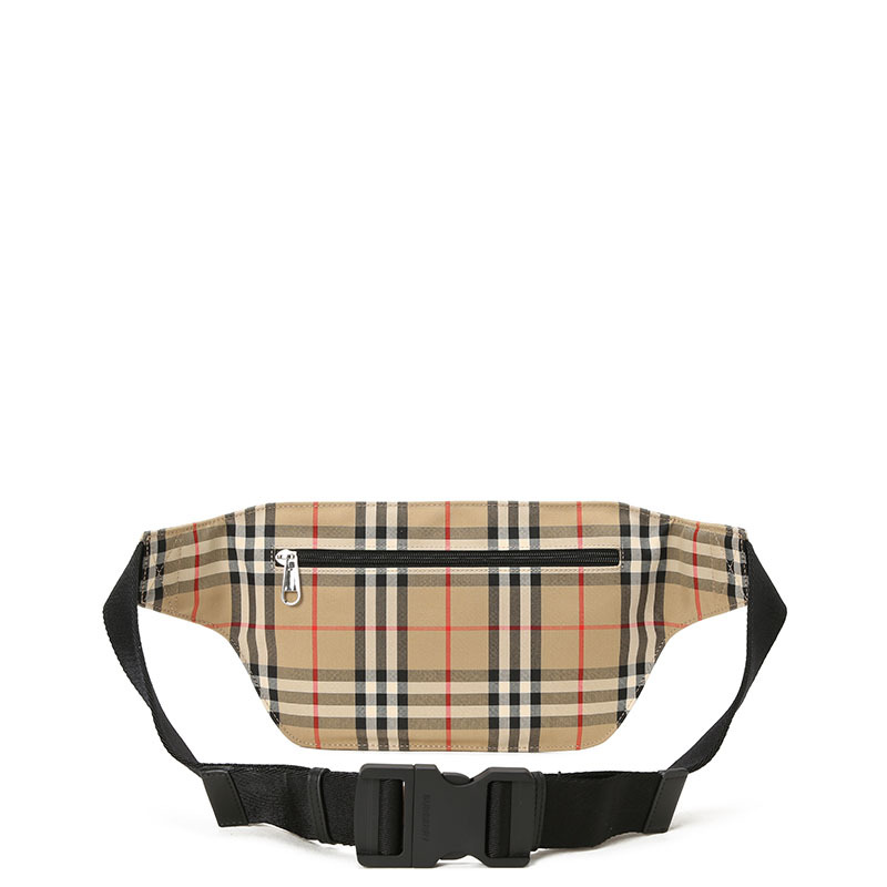 预订 BURBERRY 博柏利 Brummell 经典格纹 徽标嵌花 腰包 斜挎包8027159