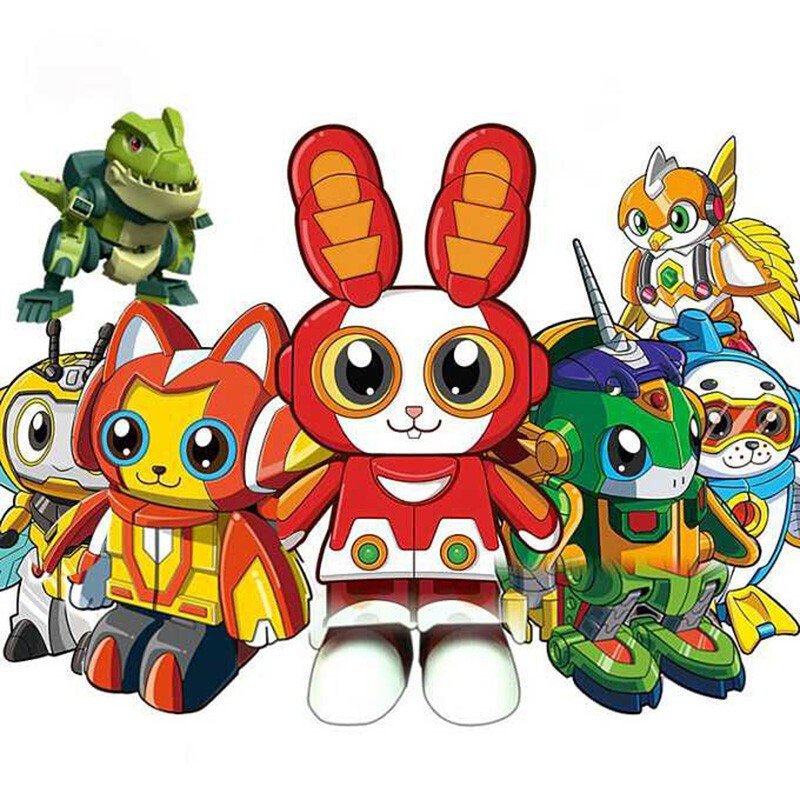 灵动快乐酷宝蹦蹦兔玩具超萌甲二合体智智龟黑焰龙鹰小宝变形机器人