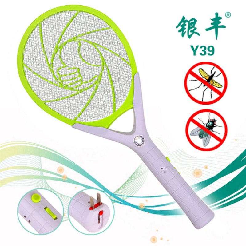 Y90USB可充电锂电池用电蚊拍LED灯可拆卸电池强力电灭蚊子苍三维工匠 Y39绿色