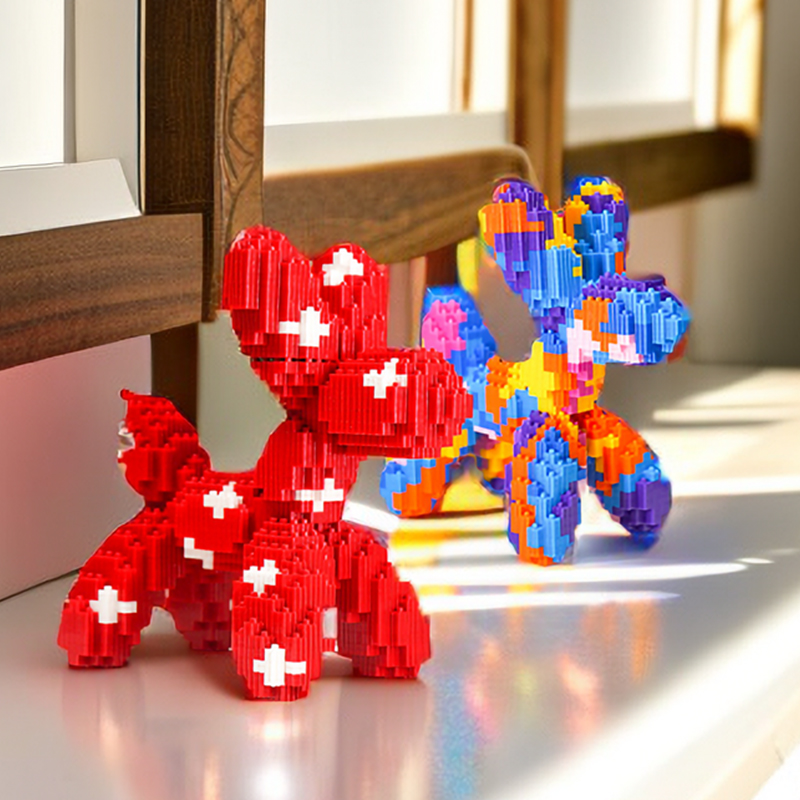 气球狗微小颗粒立体拼装积木女孩diy儿童玩具模型摆件高清大图