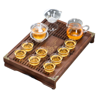 苏氏陶瓷整套玻璃茶具套装家用实木茶盘托盘茶道茶海茶台功夫茶具