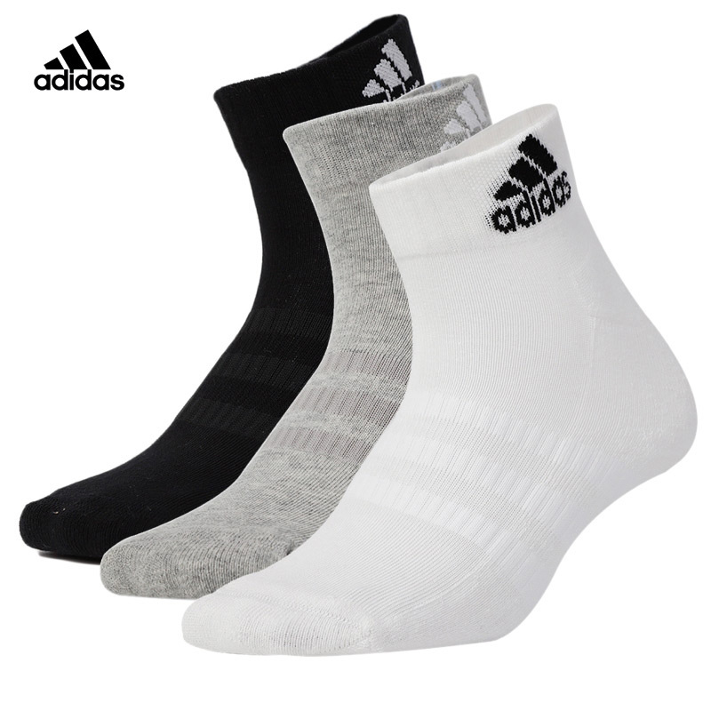 adidas阿迪达斯男女运动风袜子到脚踝三双装