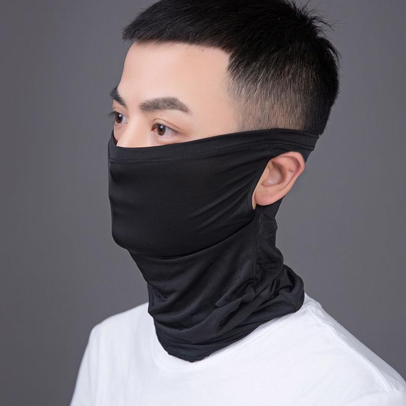 面罩冰丝脖套男半脸护脸防风头巾男士骑行头套骑车钓鱼装备挂耳黑色