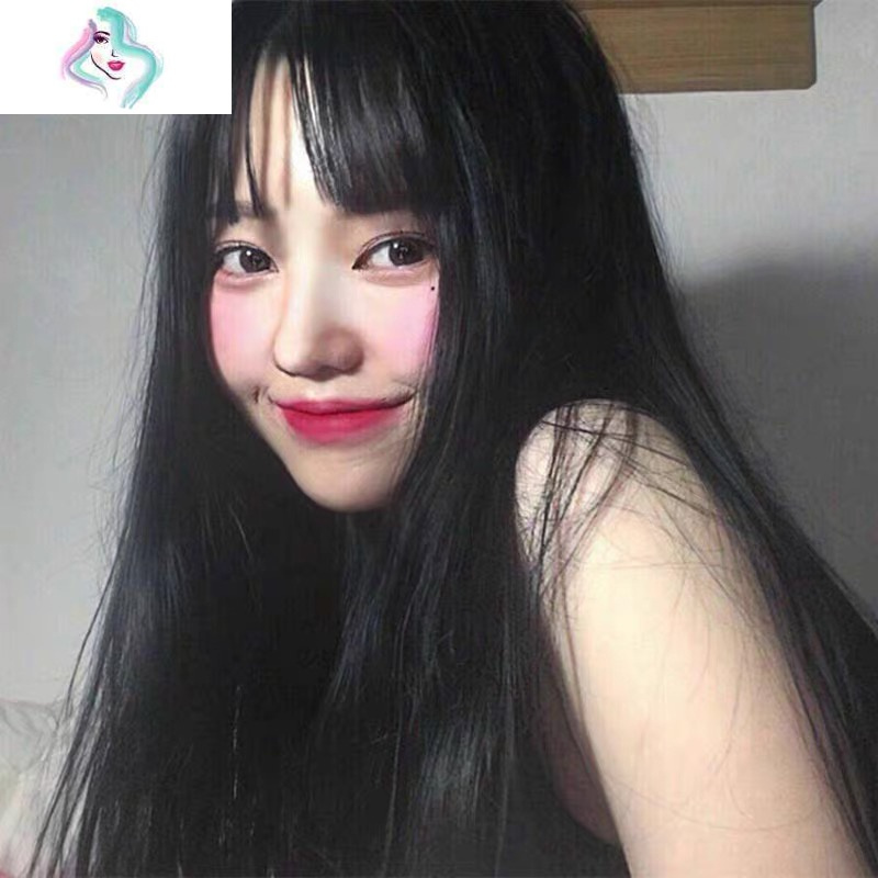 网红假发女长发自然逼真lolita黑色长直发cos齐腰古风长发全头套你