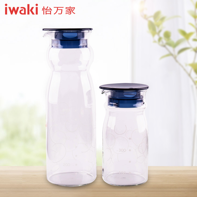 【百年品牌，精致生活，高端耐热玻璃水壶】TC28872B1C 怡万家iwaki耐热玻璃 臻品超轻冷水壶二件套玛瑙蓝