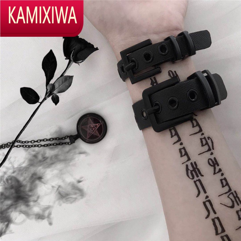 KAMIXIWAINS原宿暗黑风情侣表带手环PVC个性style朋克装饰帆布手链