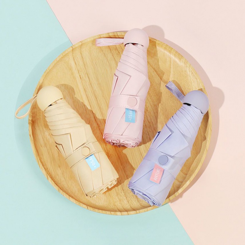 胶囊太阳伞女防紫外线遮阳晴雨伞两用迷你五折叠超轻小巧便携高清大图