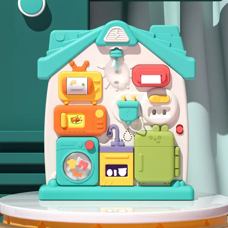 儿童汽车忙碌板仿真开关蒙氏早教玩具1-3岁宝宝精细动作训练3750 益智忙碌板【蓝色】