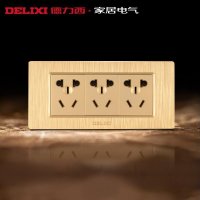 [官方旗舰店]德力西118型PC材质墙壁开关插座拉丝金原九孔9孔多功能 三位五孔电源插座面板