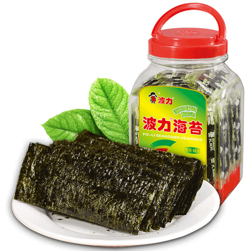 波力 原味海苔 100g +蔓越莓夹心脆 96g(约148包)桶装 儿童即食零寿司紫菜拌饭