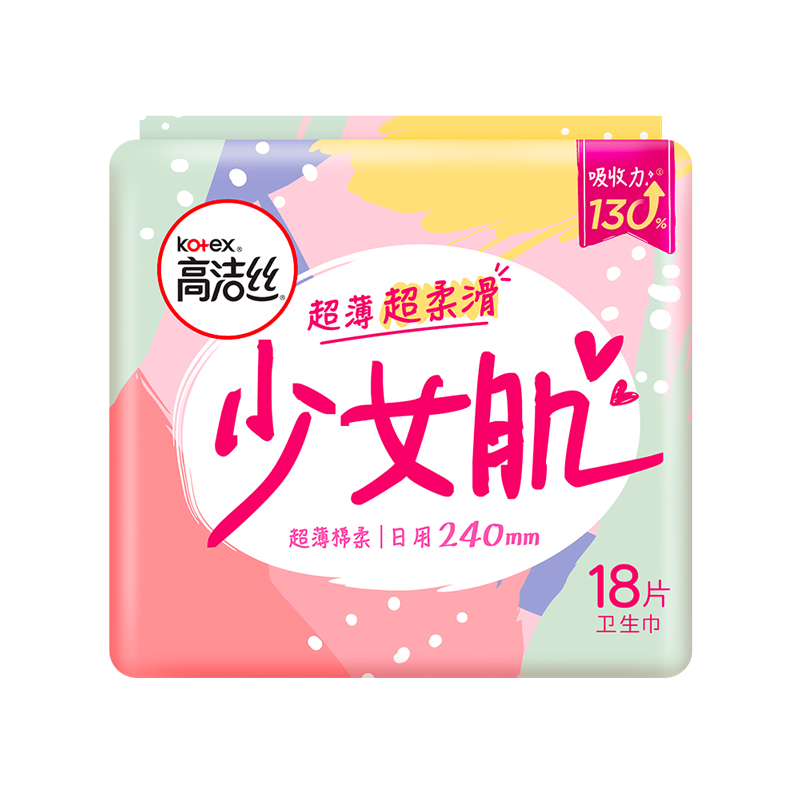 高洁丝丝薄棉柔少女肌卫生巾日用240mm 18片高清大图