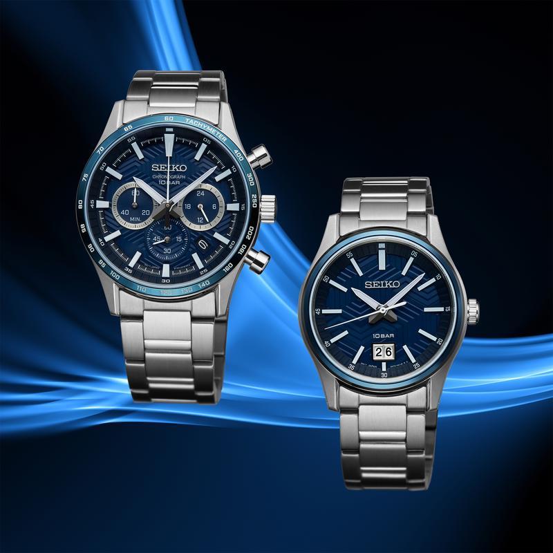 SEIKO/精工 Essentials系列男士手表 商务百搭大三针大日历钢带防水石英表