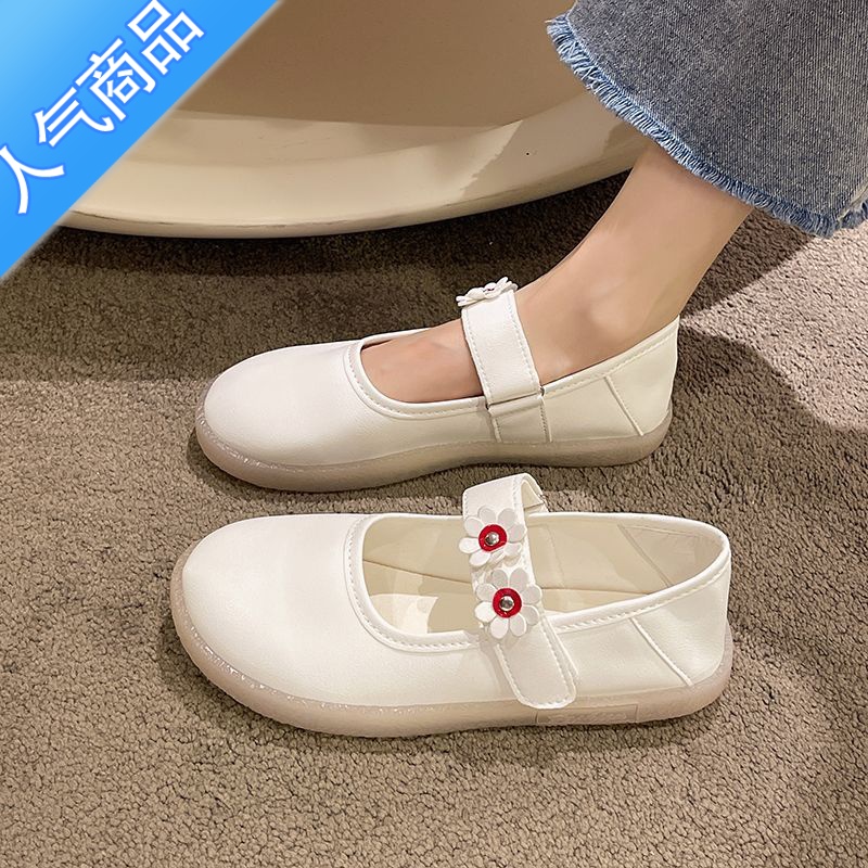 SUNTEK不累脚护士鞋2023年春秋季新款平底防滑厚软底舒适魔术贴小白鞋子