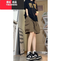 YIBUSHENG咖啡冰丝速干工装短裤女登山防晒大码胖MM休闲外穿五分裤子薄M 3XL 咖啡色