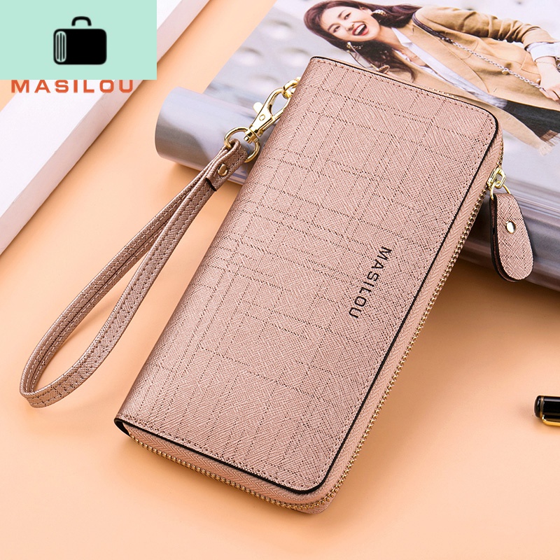 2020新款女士钱包长款牛皮手拿包拉链多功能大容量钱夹票夹NEW LAKE 玫瑰金