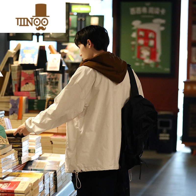 YANXU日系假冲锋衣外套男港风潮牌宽松休闲外穿情侣装秋装工装夹克高清大图