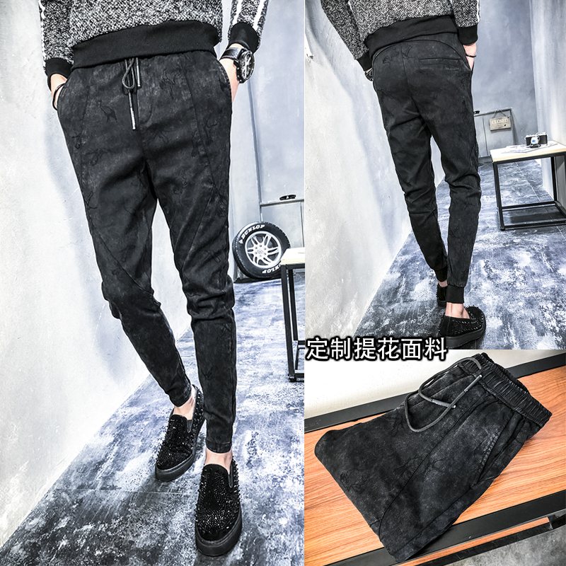 男裤2018春季新品男休闲裤子男潮小脚裤青年哈伦裤时尚潮流束脚裤