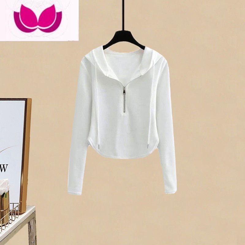 七斓炸街时尚套装女春季新款辣妹气质连帽卫衣显瘦高腰拖地休闲阔腿裤高清大图