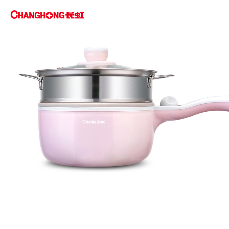 长虹(CHANGHONG)电煮锅DG10-B1 多功能电热杯 学生宿舍电煮锅 迷你煮面锅 电蒸锅小火锅 1L粉色