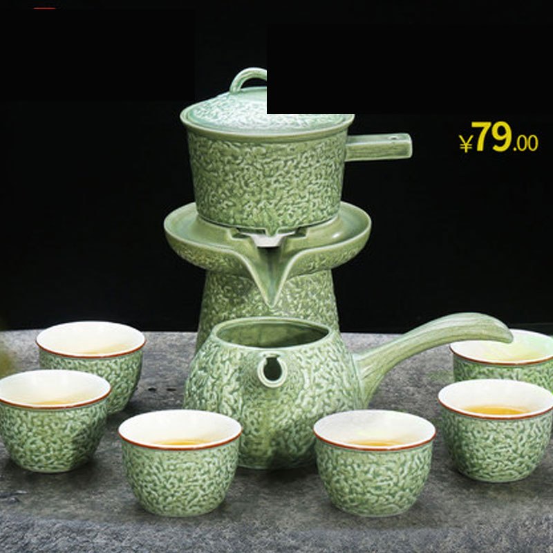 自动茶具套装家用陶瓷懒人泡茶功夫茶杯青花瓷泡茶壶简约家居家用生活日用家庭清洁生活日用家居器皿水具水杯