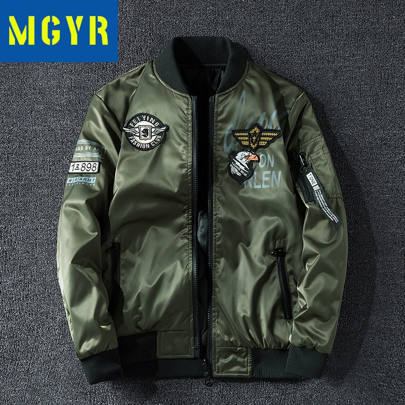 MGYR飞行服男秋冬季速卖通双面穿外套大码棒球服空军棉衣夹克男户外休闲衣