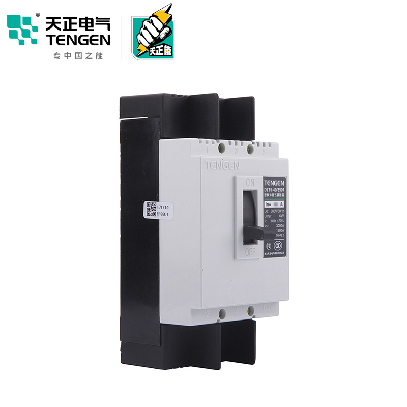 天正电气 DZ15-40 3KA 热磁式 10A 3P 手动 固定式 380V 01040030037 塑壳断路器