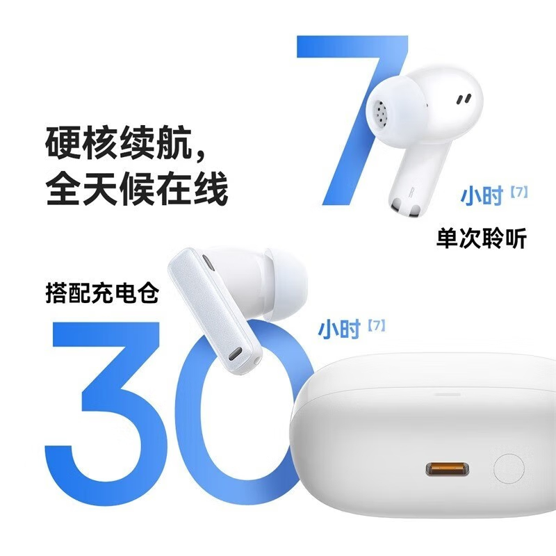 倍思(BASEUS)真无线蓝牙耳机 48db深度降噪苹果安卓通用 M2s 白色高清大图