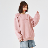 唐狮圆领卫衣女新款韩版宽松百搭外套复古感上衣秋装卫衣潮