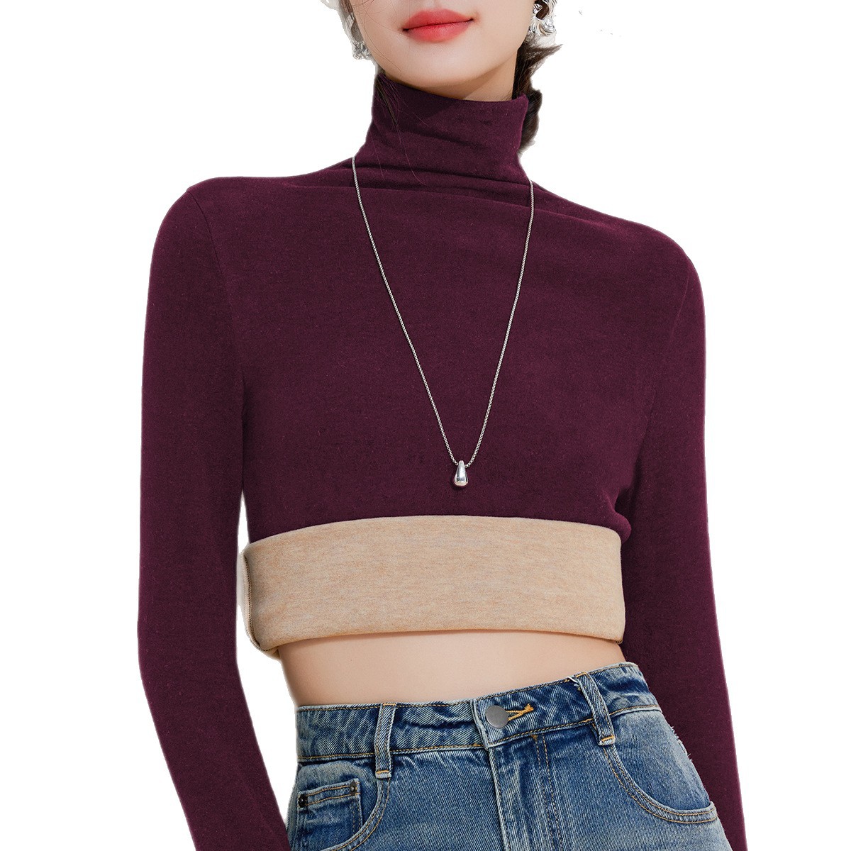 羊毛蚕丝高领打底衫女2025秋衣保暖衣发热暖绒内搭长袖T恤上衣冬高清大图