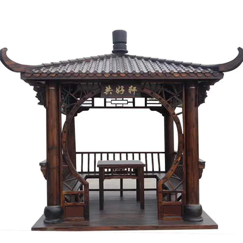 森美人庭院别墅酒店室内凉亭户外防腐四角六角凉亭中式实木亭子木屋