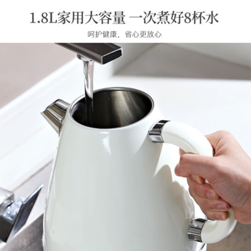 施耐德复古电热水壶不锈钢304英国STRIX温控自动断电1.8L SWK-XS01W高清大图