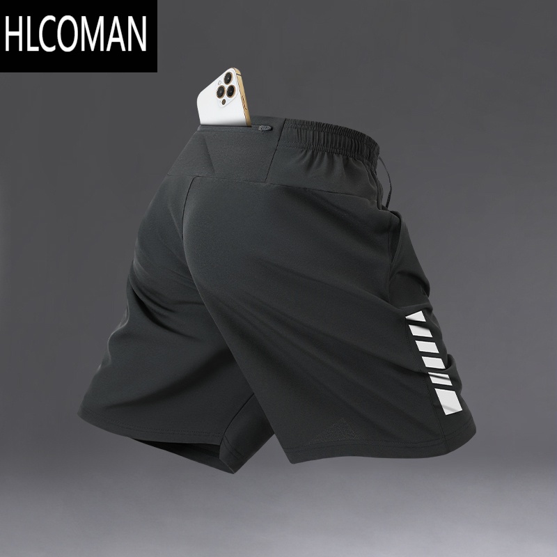 HLCOMAN跑步短裤男款可放手机运动马拉松专用后腰口袋腰包五分裤速干裤子