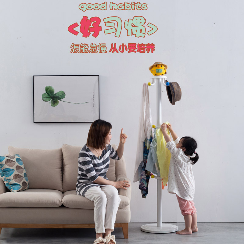 简易儿童卧室衣架落地衣帽架简约现代创意衣服架子挂衣架高清大图
