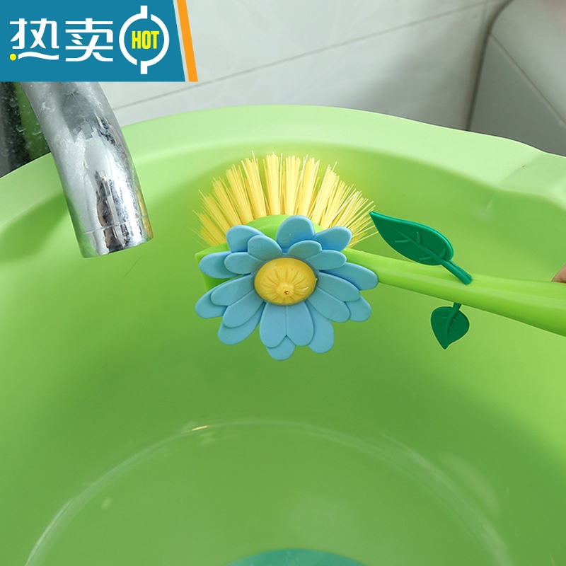 敬平卡通小花洗碗刷子厨房油烟机灶台面去污刷不伤锅刷家务劳保清洁刷 1个颜色随机高清大图