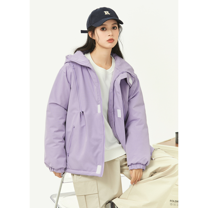 唐狮2024春款外套女新款设计感工装夹克春秋季户外冲锋少年上衣_336 L 紫色