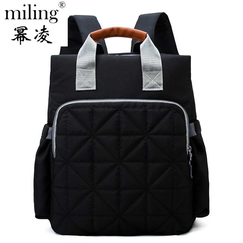 幂凌（miling）妈咪双肩包女时尚多功能大容量出婴儿牛津轻便手提妈妈母婴包_904_759_223_535 黑色