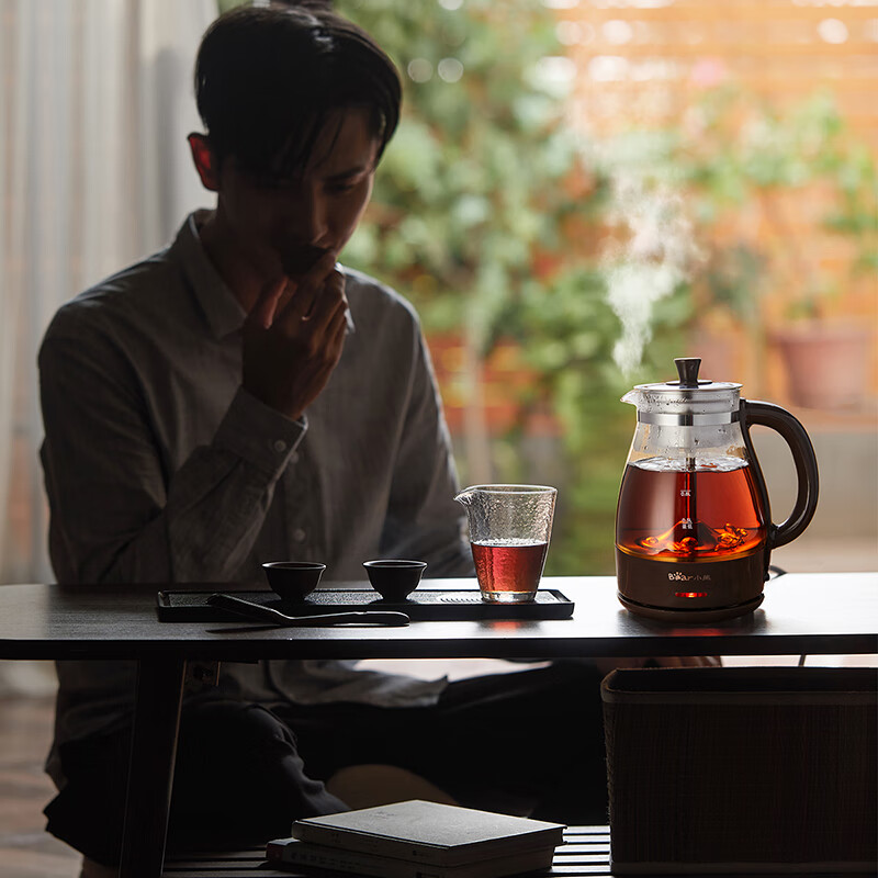 小熊(Bear)养生壶 1L大容量煮茶器煮茶壶 304不锈钢喷淋蒸茶壶泡茶壶 煮茶烧水一体 ZCQ-P10G5高清大图