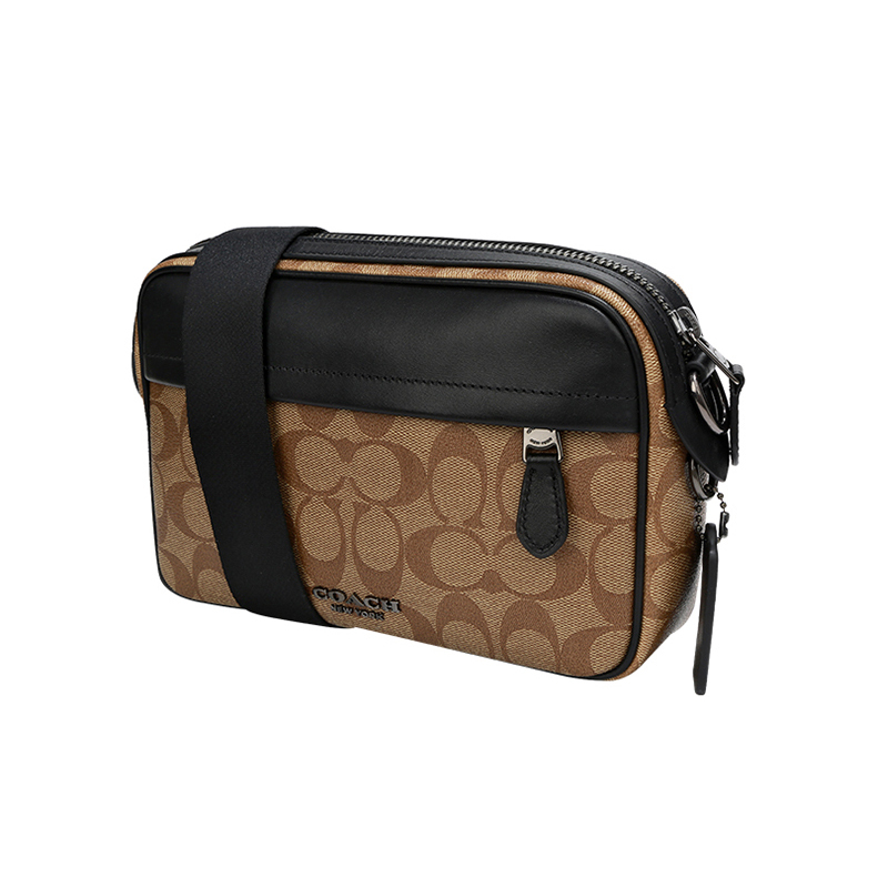 蔻驰coach男包奥莱款男士字母印花相机包单肩包男斜挎包男腰包单肩包