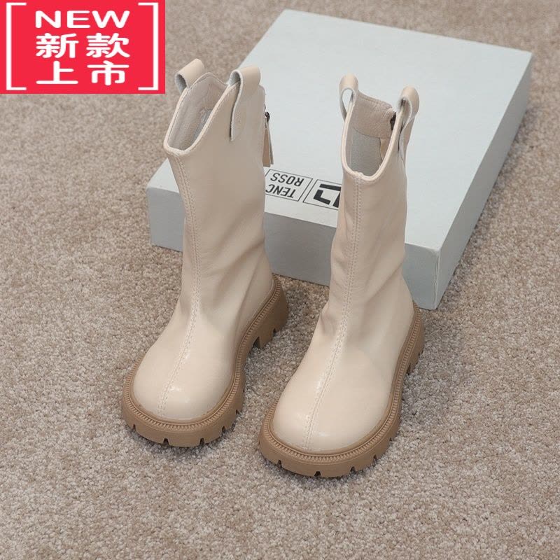 可莉允女童靴子2022秋季新款儿童英伦风中筒靴长筒靴公主马丁靴高筒靴潮图片