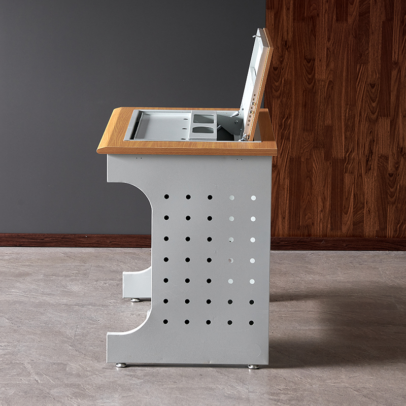 臻远ZY4012434隐藏式翻转电脑桌培训桌教室机房多媒体学习桌办公桌D款单人位高清大图