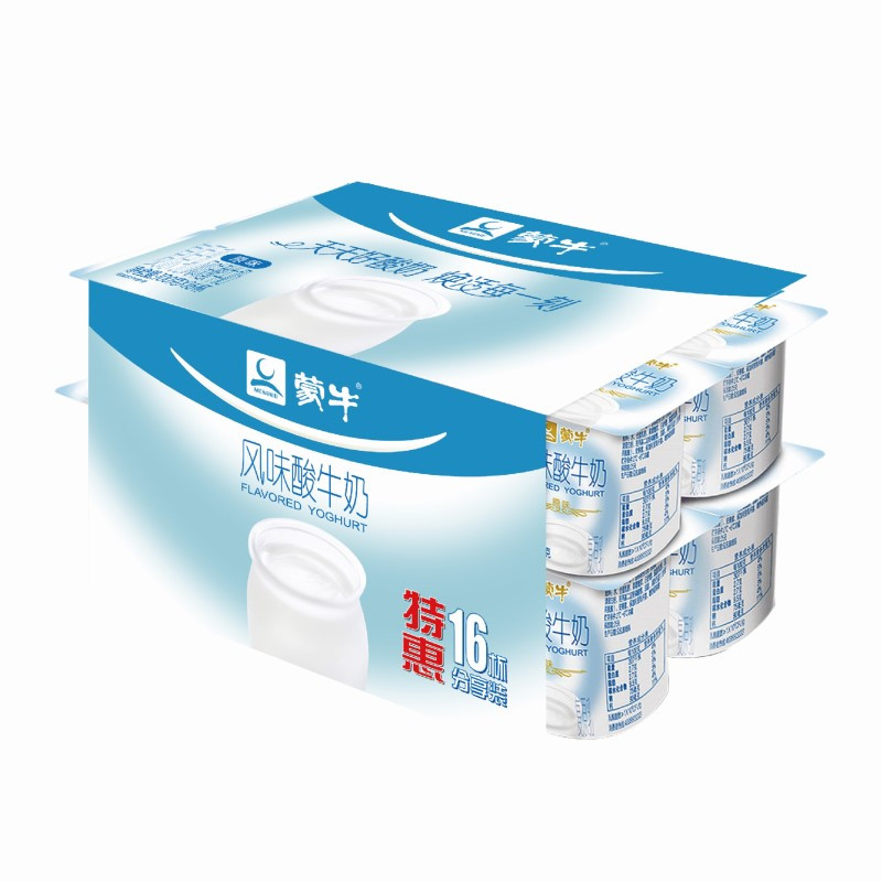 蒙牛风味酸牛奶原味圆周杯100g*16