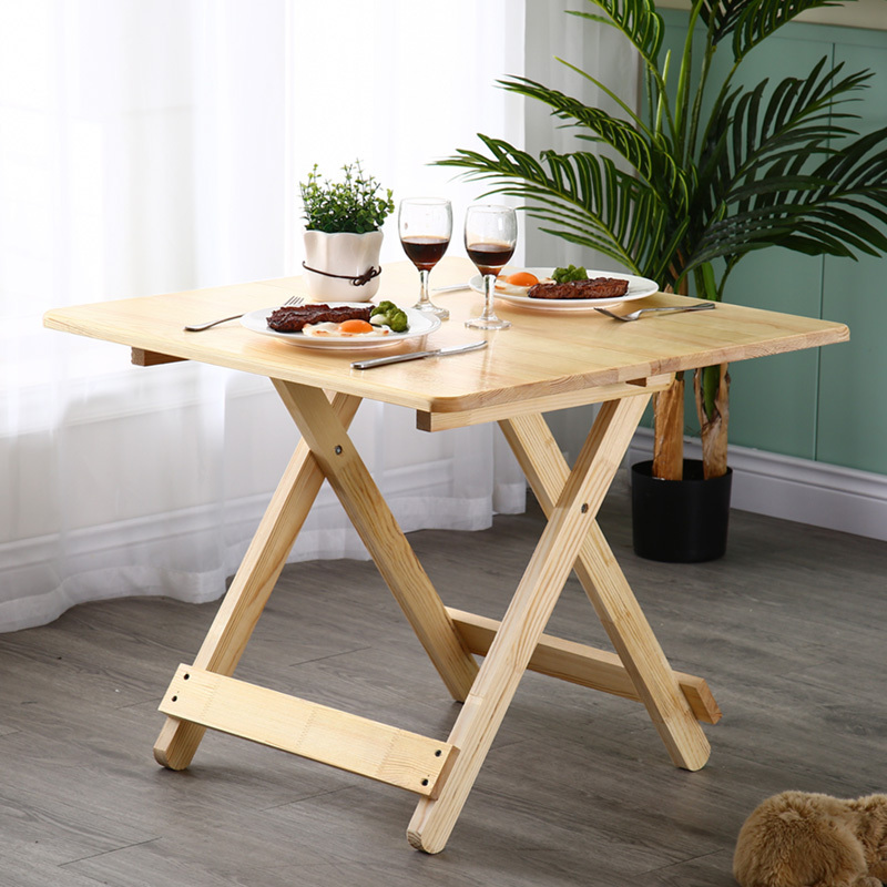 寻木匠实木折叠桌便携式小桌子家用简易餐桌吃饭户外摆摊租房方桌学习